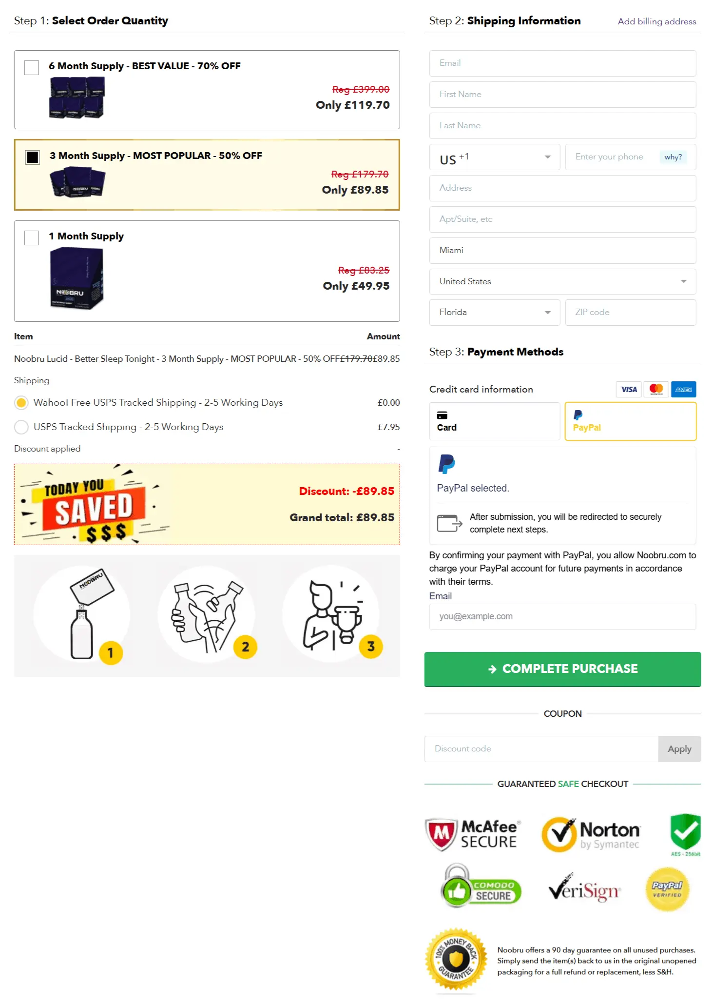 Noobru Lucid checkout page